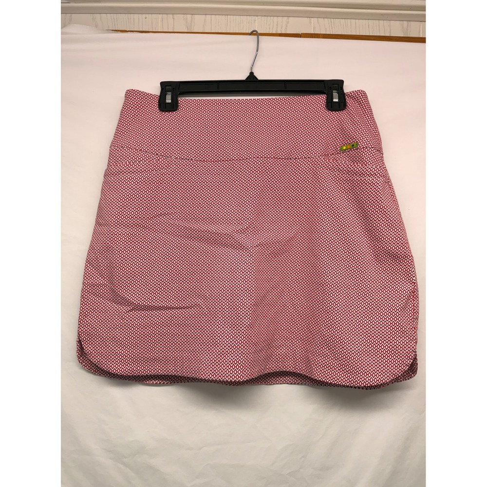 Swing Control Golf Skort Womens 12 Red White Geometric Diamond Print, outdoor